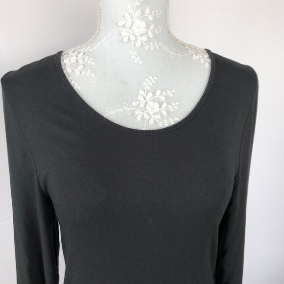 ARITZIA's BABATON Lace Back BodyCon Midi Black, Modal Jersey Long Sleeve US L - Picture 4 of 16
